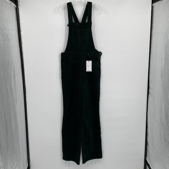 Forever 21 Overalls Long Hunter Green Corderoy Flare - Picture 1 of 13